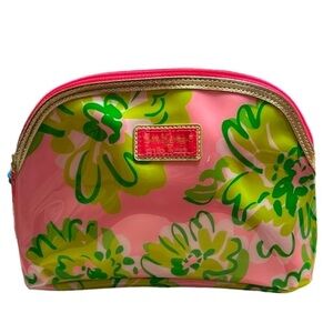 Lilly Pulitzer For Estee Lauder Large Pink & Green Floral Cosmetic Makeup Bag
